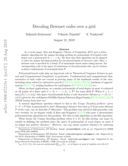 Decoding Downset Codes Over a Finite Grid