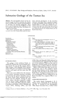 Submarine Geology of the Tasman Sea