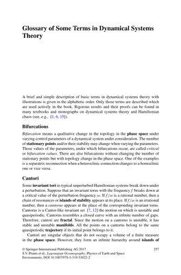 Glossary of Some Terms in Dynamical Systems Theory