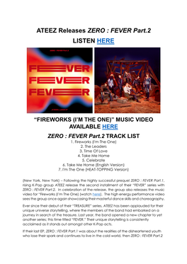 ATEEZ Releases ZERO : FEVER Part.2 LISTEN HERE