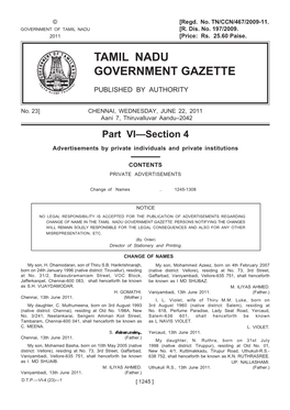 Tamil Nadu Government Gazette