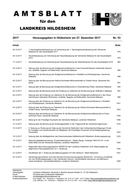 A M T S B L a T T Für Den LANDKREIS HILDESHEIM