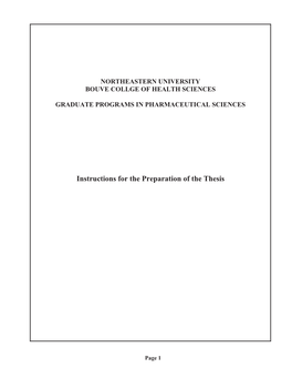 Instructions for the Preparation of the Thesis