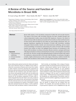 A Review of the Source and Function of Microbiota in Breast Milk