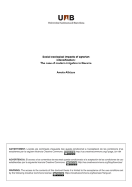 Social-Ecological Impacts of Agrarian Intensification: the Case of Modern Irrigation in Navarre