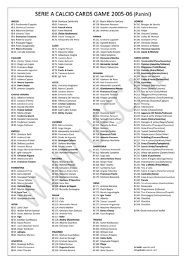 SERIE a CALCIO CARDS GAME 2005-06 (Panini)
