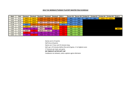 Monday/Tuesday Playoff Schedule