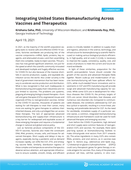 Integrating U.S. Biomanufacturing Infrastructure.Indd