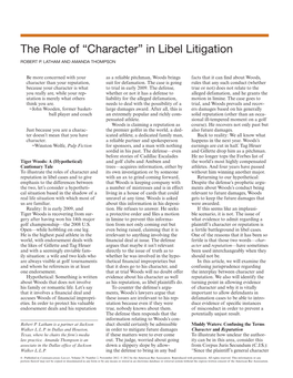 The Role of “Character” in Libel Litigation