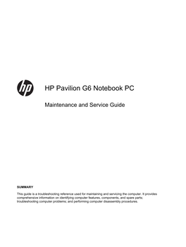 HP Pavilion G6 Notebook PC