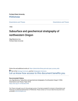 Subsurface and Geochemical Stratigraphy of Northwestern Oregon