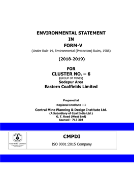 ENVIRONMENTAL STATEMENT in FORM-V (Under Rule-14, Environmental (Protection) Rules, 1986)