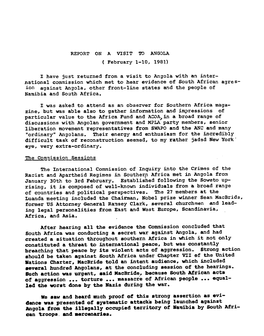 Discussions with Angolan Government and MPLA Party Members, Senior Liberation Movement Representatives from SWAPO and the ^NC An