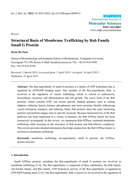 Structural Basis of Membrane Trafficking by Rab Family Small G Protein