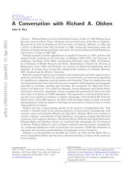 A Conversation with Richard A. Olshen 3