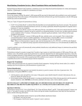 Blood Banking (Transfusion Services)