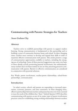 Communicating with Parents: Strategies for Teachers