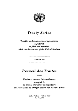 Treaty Series Recueil Des Traites