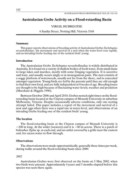 Australasian Grebe Activity on a Flood-Retarding Basin