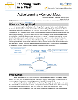 Active Learning – Concept Maps Leighann Tomaswick & Jennifer Marcinkiewicz March 30, 2018 Cite This Resource: Tomaswick, L
