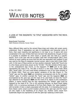 Wayeb Notes No. 37