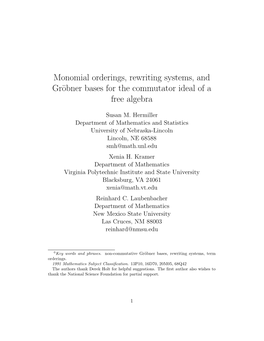 Monomial Orderings, Rewriting Systems, and Gröbner Bases for The