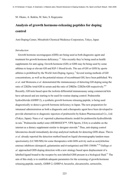 Analysis of Growth Hormone-Releasing Peptides for Doping Control