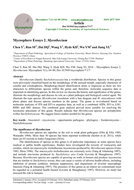 Mycosphere Essays 2. Myrothecium