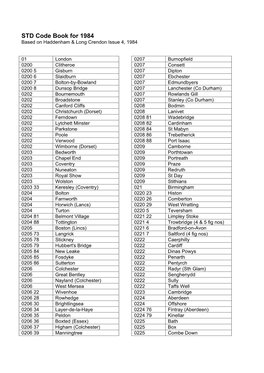 STD Code Book for 1984 Based on Haddenham & Long Crendon Issue 4, 1984