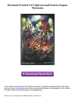 Download Overlord Vol 2 Light Novel Pdf Book by Kugane Maruyama