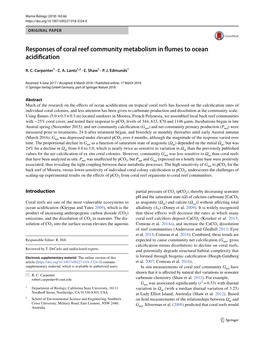 Responses of Coral Reef Community Metabolism in Flumes to Ocean Acidification