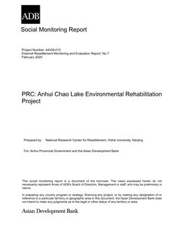 44036-013: Anhui Chao Lake Environmental Rehabilitation Project