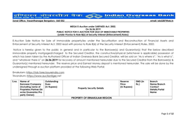 Of 12 E-Auction Sale Notice for Sale of Immovable Property/Ies Under