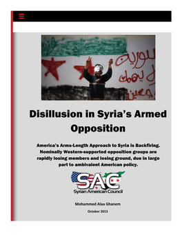 Disillusion in Syria's Armed Opposition