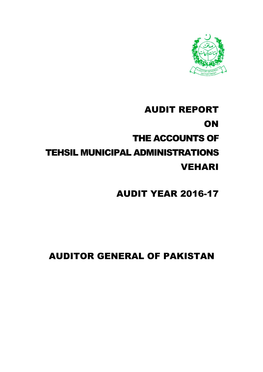 Audit Report on the Accounts of Tehsil Municipal Administrations Vehari