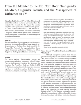 Transgender Children, Cisgender Parents, and the Management of Difference on TV