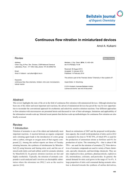 Continuous Flow Nitration in Miniaturized Devices