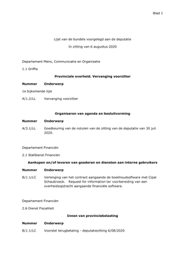 Agendapunten Van 6 Augustus 2020