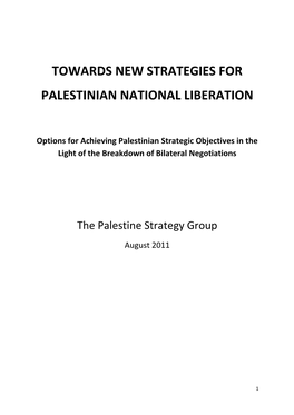 Towards New Strategies for Palestinian National Liberation