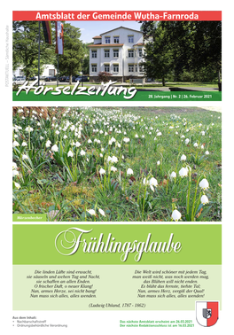 Hörselzeitung 28. Jahrgang | Nr. 2 | 26. Februar 2021