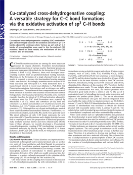 Cu-Catalyzed Cross-Dehydrogenative Coupling: a Versatile Strategy for C–C Bond Formations Via the Oxidative Activation of Sp3 C–H Bonds