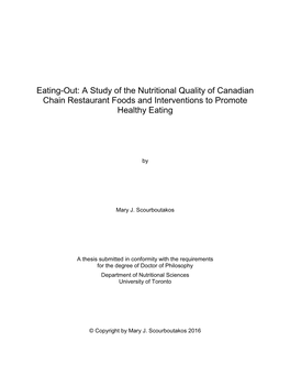 Eating-Out: a Study of the Nutritional Quality of Canadian Chain Restaurant Foods and Interventions to Promote Healthy Eating