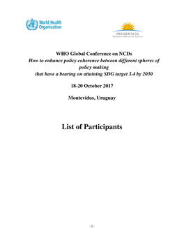 List of Participants