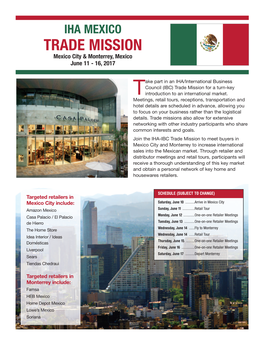 TRADE MISSION Mexico City & Monterrey, Mexico June 11 - 16, 2017