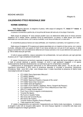 Regione Abruzzo Calendario Ittico Regionale 2009
