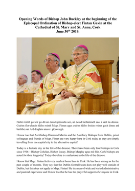 2019 06 30 Welcome Words of Bishop John Buckley