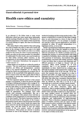 Health Care Ethics and Casuistry