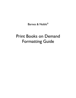 Print Books on Demand Formatting Guide