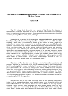 Hollywood, U. S.-Mexican Relations, and the Devolution of the «Golden Age» of Mexican Cinema SETH FEIN