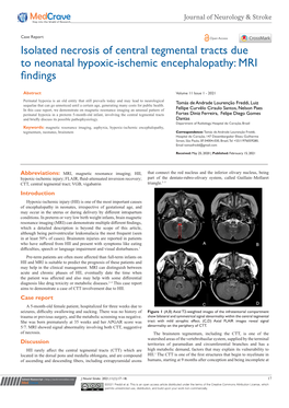 Isolated Necrosis of Central Tegmental Tracts Due to Neonatal Hypoxic-Ischemic Encephalopathy: MRI Findings